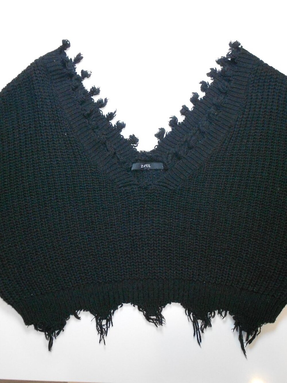 Zaful Fringe Black Top